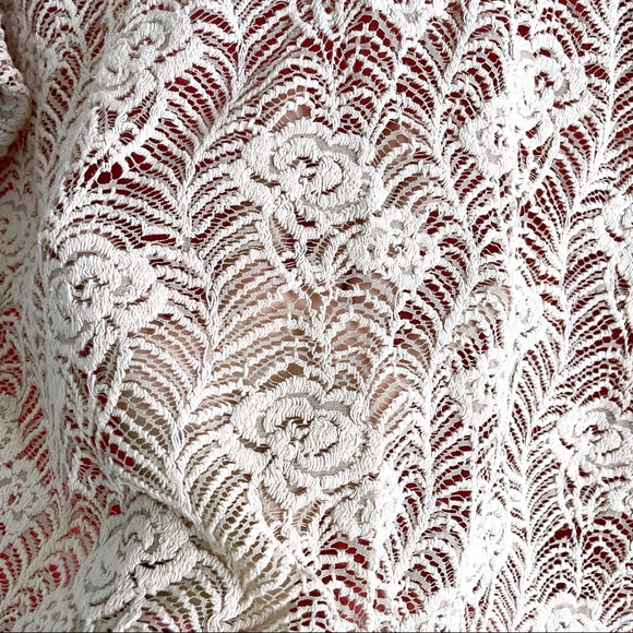 Lace Front Panel Sweater Blouse in Coral Pink w/ Macrame Open Stitch by Wet Seal - Picture 3 of 5